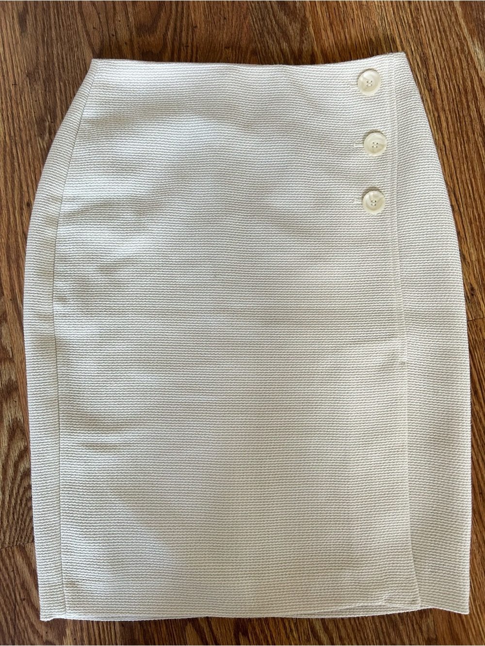 Ann Taylor Classic Ivory Textured Pencil Skirt